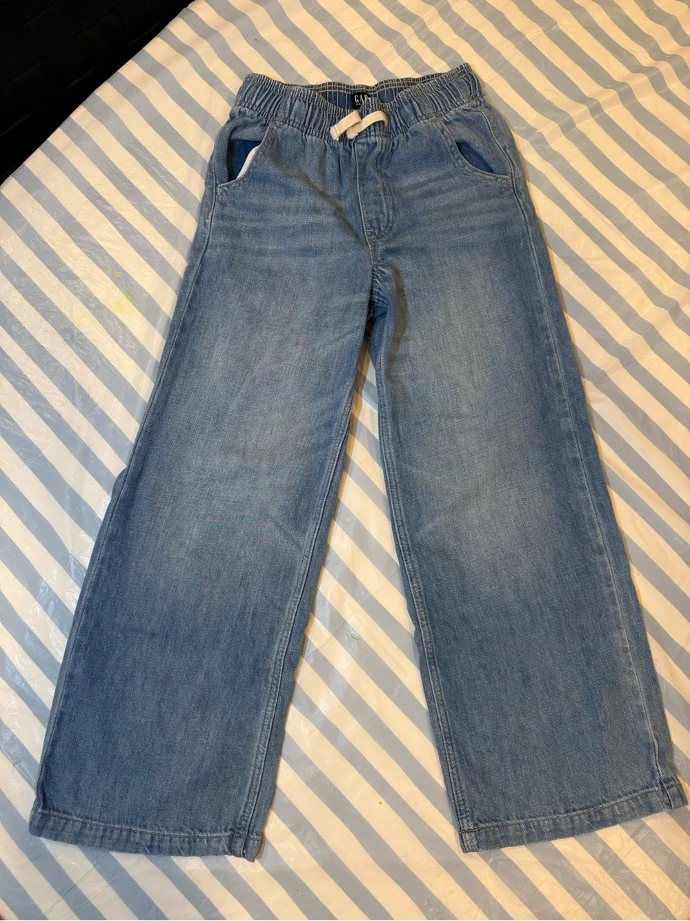 Girls GAP easy wide leg pull on jeans Elastic-Waist Straight Jeans size L, 10-11